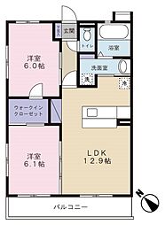 グランリヴァー 2LDKの間取図画像