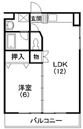 レイク・コート富塚 1LDKの間取図画像