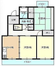 パレス富塚 3LDKの間取図画像