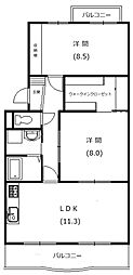 ピアンテ四ツ池 2LDKの間取図画像