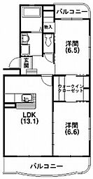 メテオール 2LDKの間取図画像
