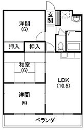 マンション歩 3LDKの間取図画像