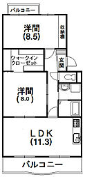 ピアンテ四ツ池 2LDKの間取図画像