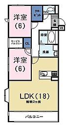 シーズンス 2LDKの間取図画像