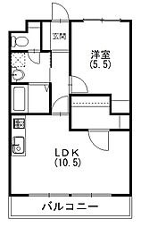 マンション沖之苑 1LDKの間取図画像