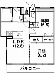 グリシーヌ 2LDKの間取図画像