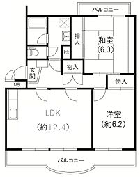 パレス和合 2LDKの間取図画像