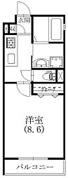 73レジデンス 1Kの間取図画像