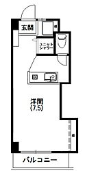 サンリバーハイツ ワンルームの間取図画像