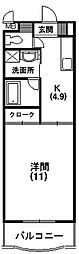 アソシエ 1Kの間取図画像