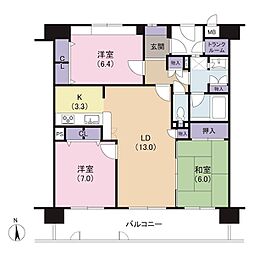 ネオステージ八幡 3LDKの間取図画像