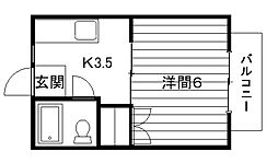 ひかりコーポ 1Kの間取図画像