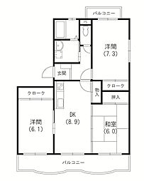 エクレールA 3LDKの間取図画像