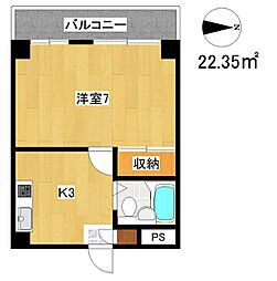 グランビルド阿倍野 1Kの間取図画像