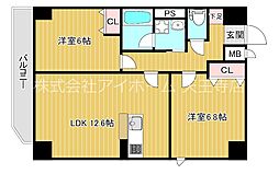 仮)BADGE大道 2LDKの間取図画像