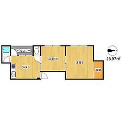 グランビルド長居 2DKの間取図画像