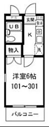 ノース2 1Kの間取図画像
