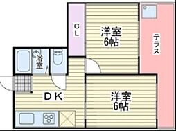 ロイヤル加美パート1 2DKの間取図画像