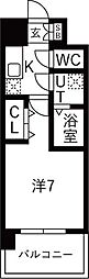 レジュールアッシュあびこ 4階1Kの間取り
