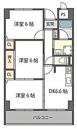 カワデンエミネンスハイツ 3DKの間取図画像