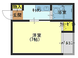 ドリーム錦 1Kの間取図画像