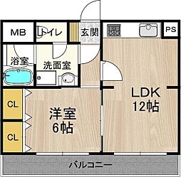 大正メゾン 1LDKの間取図画像