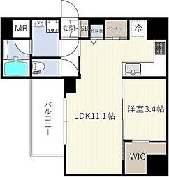 エスリードレジデンス ザ・グラン南堀江 1LDKの間取図画像