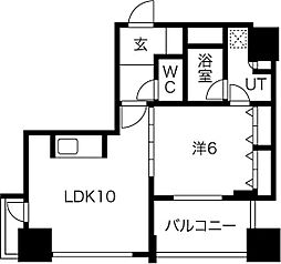 アルグラッドザ・タワー心斎橋 1LDKの間取図画像
