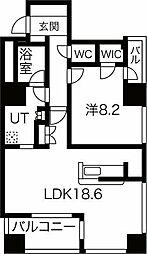アルグラッドザ・タワー心斎橋 1LDKの間取図画像