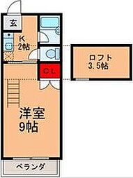 オーツ駒川 1Kの間取図画像