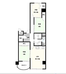 かもめ第1コーポ12号棟 3LDKの間取図画像