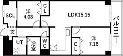 パティオ北加賀屋北棟 2LDKの間取図画像