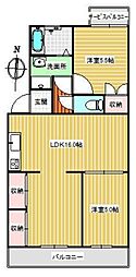 ベルファミーユ開成 2LDKの間取図画像