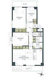 ルネ枚方南棟 3LDKの間取図画像