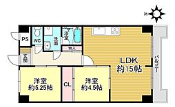 レジデンス山科 2LDKの間取図画像