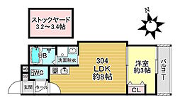 BKB仙谷屋敷 1LDKの間取図画像