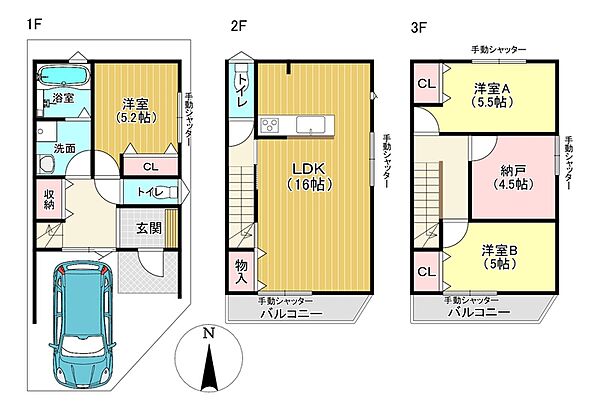 【建築プラン】価格：2296万（税込）、建物面積：1Ｆ26．91？・2Ｆ33．12？・3Ｆ33．12？・計93．15？