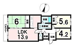 シャルマンフジ熊取壱番館 3LDKの間取図画像