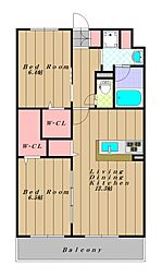 メゾン錦2 2LDKの間取図画像