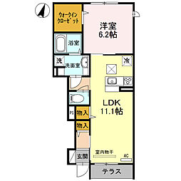 グランソレイユ 1LDKの間取図画像