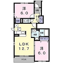 トゥージュールアンサンブル 2LDKの間取図画像