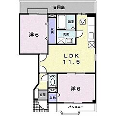 サン・ウェスト2 2LDKの間取図画像