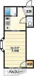 川辺ビル512 1Kの間取図画像