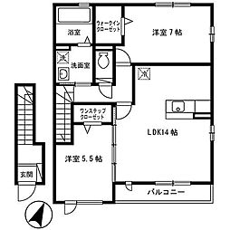 ヴィラファミール 2LDKの間取図画像