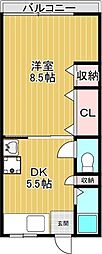 平井マンション 1DKの間取図画像