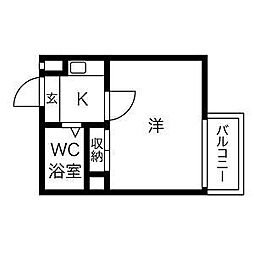 エクセル大野芝 1Kの間取図画像