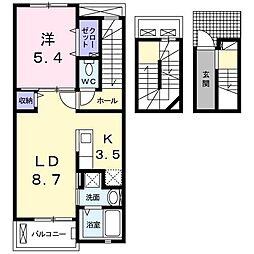 プチフローラ北野田3 1LDKの間取図画像