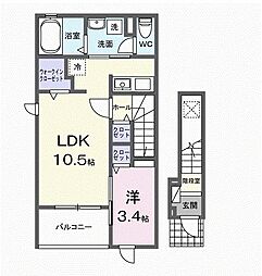 シャンブル06 1LDKの間取図画像