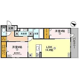 パサログランデ大美野 2LDKの間取図画像