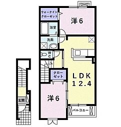 メゾンリュミエール 2LDKの間取図画像